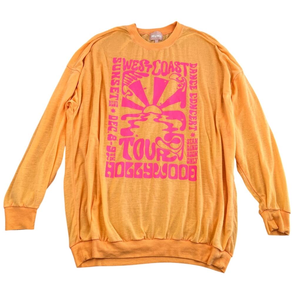 Show Me Your Mumu Sunray Graphic Oversized Sweatshirt Orange Tag M Fits Up to 2X